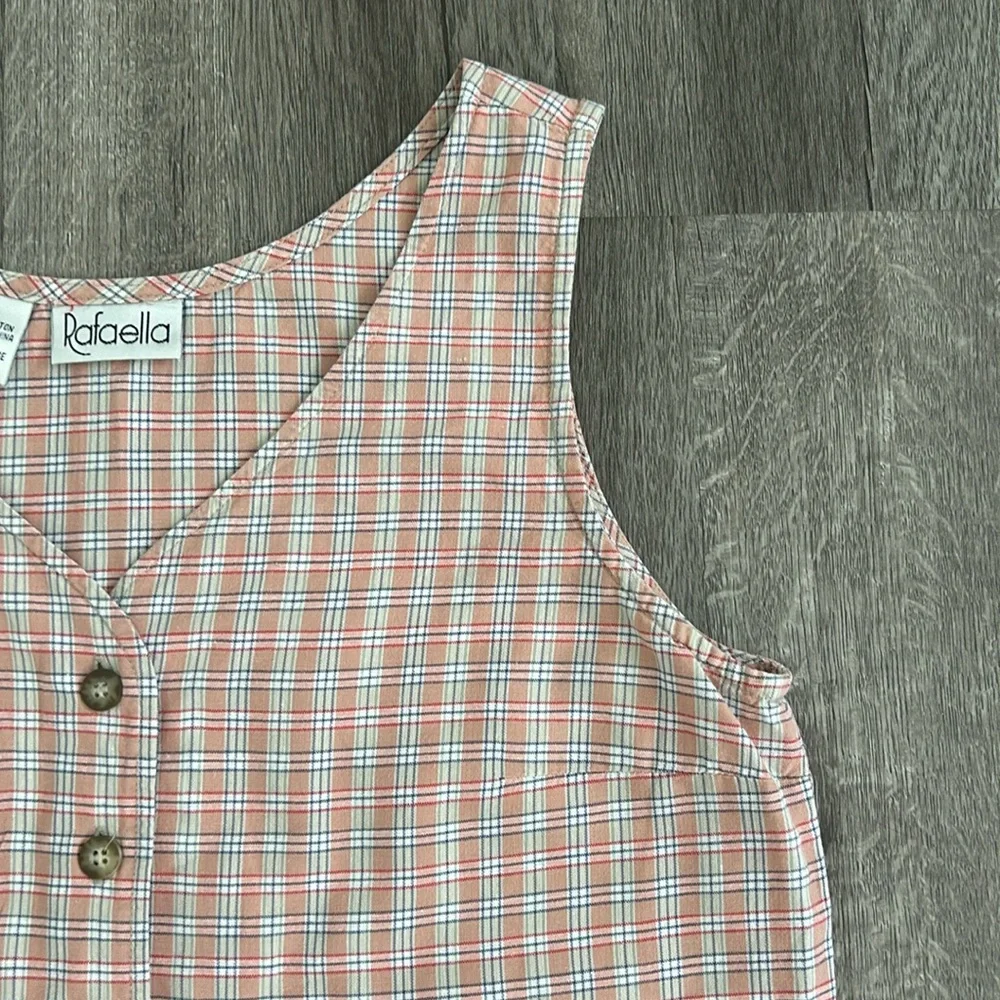 Pink Plaid Button Front Tank Top - Picture 5 of 7